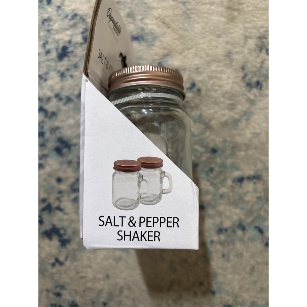 Dependable Industries Mason Jar Salt Pepper Shaker Set with Copper Lids New - Picture 4 of 4